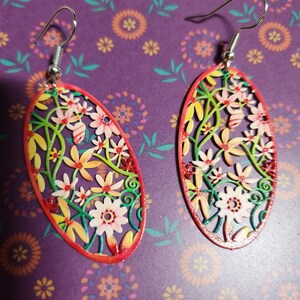 Filigree flower garden earrings