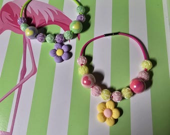 Flower and beaded silicone bag charm