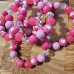 Pink Valentines beaded stretchy bracelet