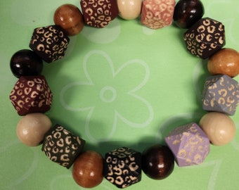 Wood beads stretchy bracelet