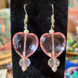 Glass heart earrings