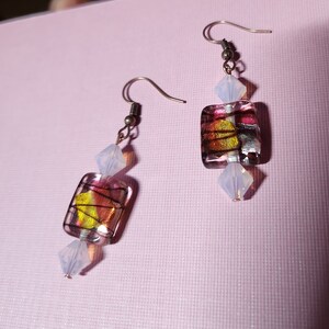 Artisan glass bead earrings with Swarovski crystals