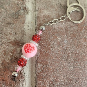 Leopard Print Heart Valentine&#39;s Day Keychain/Bag Charm