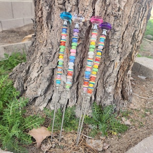 Glitzernde Gartenpfähle | Dekorative Perlen Gartenstecker | 14 Zoll