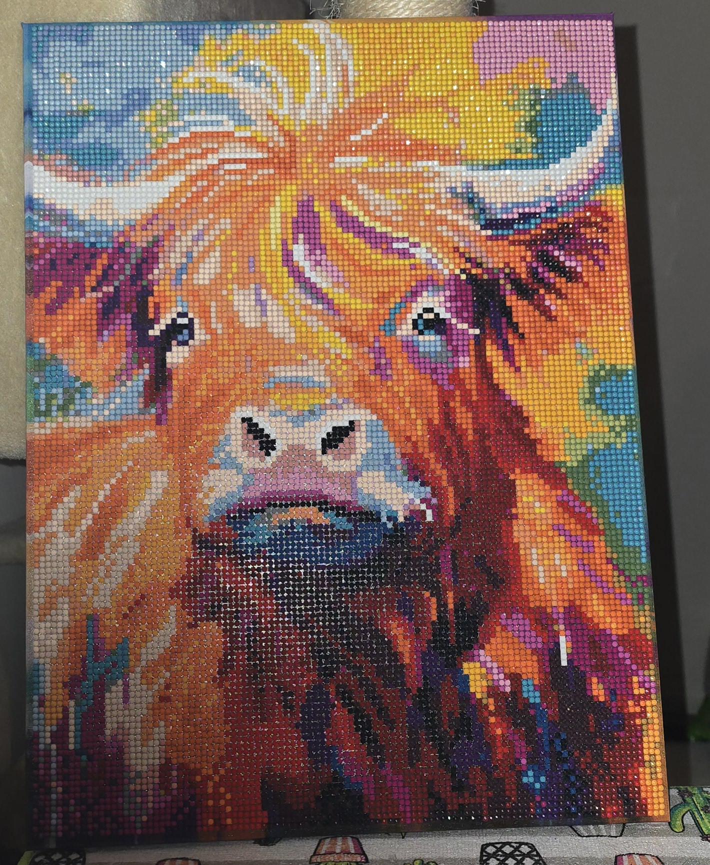 Highland Cow Diamond Art completed Etsy Highland Cow Diamond Art completed Etsy