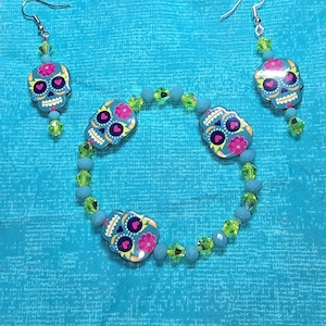 Sugar Skull Bracelet and Earring set