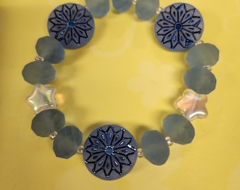 Pulsera elástica de cuentas de vidrio y vidrio checo