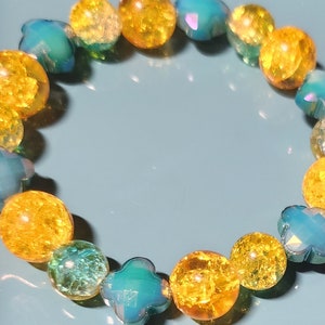 Cracked glass beads stretchy bracelet