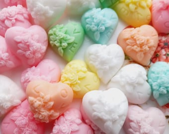 20pc Mini Heart Soap Favors, Handmade Bridal Shower Guest Soaps