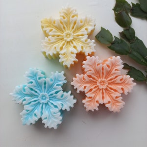 Snowflake soap, Christmas presents, Winter gift, Guest Gifts, Bar, Dekorative soap.