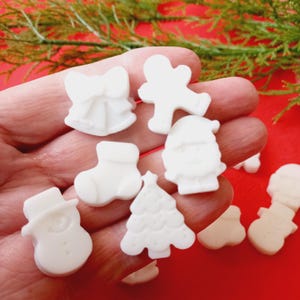 10 sets White Mini Christmas soaps, Xmas party favors, Gingerbread and Christmas trees soap Christmas soap favors Stocking stuffer .