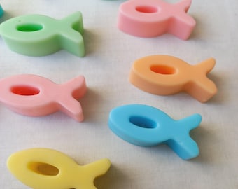 20 Stück Miniseifen, Ichthys-Fisch, christliches Symbol, Taufe, Erstkommunion, Initiation, Kirchenfeier, unverpackte Seife.