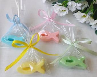 20 Fish soap favors, Ichthys symbol, Baptism, Initiation, First Communion, Church celebrations.