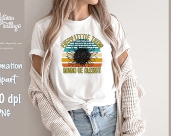 Yimoya Maglietta Donna Vintage 'Every Little Thing Is Gonna Be Alright' - Girocollo Crema Taglia M - T-shirt Country Musica