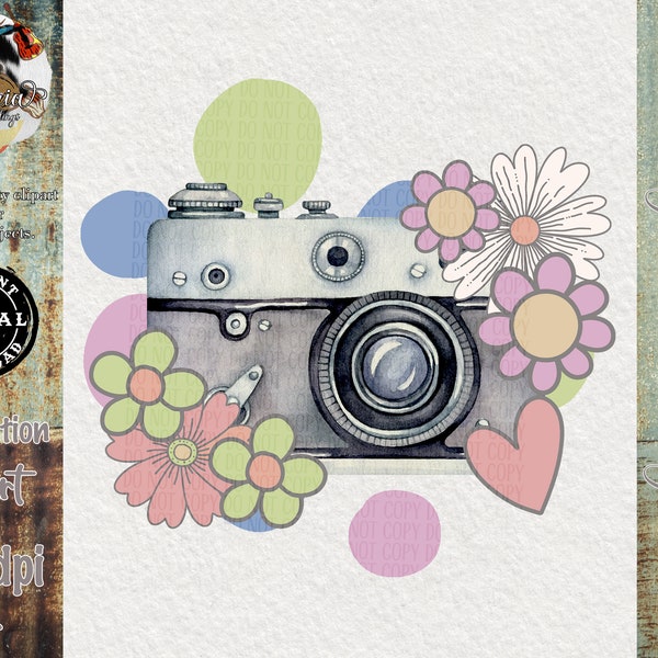 Watercolor Camera | Clipart | Do It Yourself | Retro PNG | Inspirational Clipart