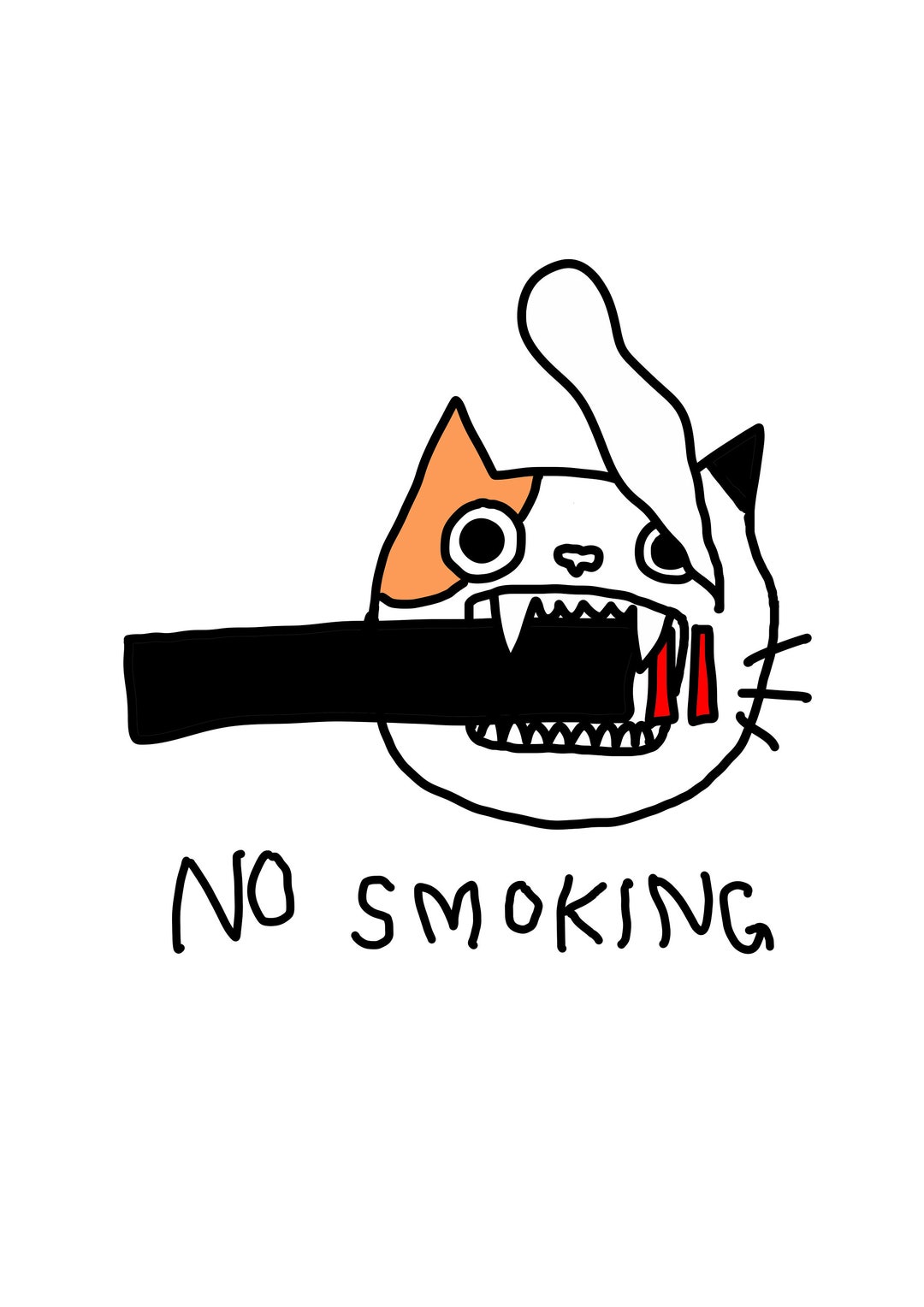 The Nosmoking Cat for a Board / a Sign / Cute Illustration Etsy