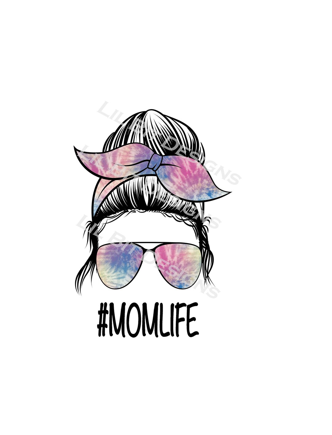 TIE DYE Mom Life Bun Sublimation Png Design Download - Etsy
