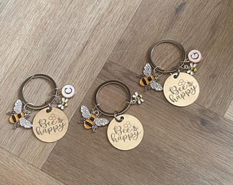 Bumble Bee Keyring | Personalised Initial | Bag Charm | Spring Gift | Unique | Keychain