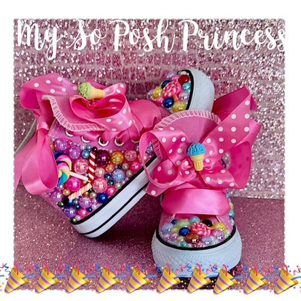 Girls Pink Bling Sneakers. Posh Birthday Sneakers. Candy Land Sneakers. Pink Candy High Top Sneakers. Junk Candy Sneakers.Candyland Tutu