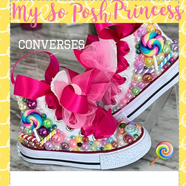 Girls Converses Birthday Bling Converses. Bling Sneakers. Junk Candy Sneakers. Candy Land Chuck Taylor's . Bedazzled Sneakers.Bling Sneakers