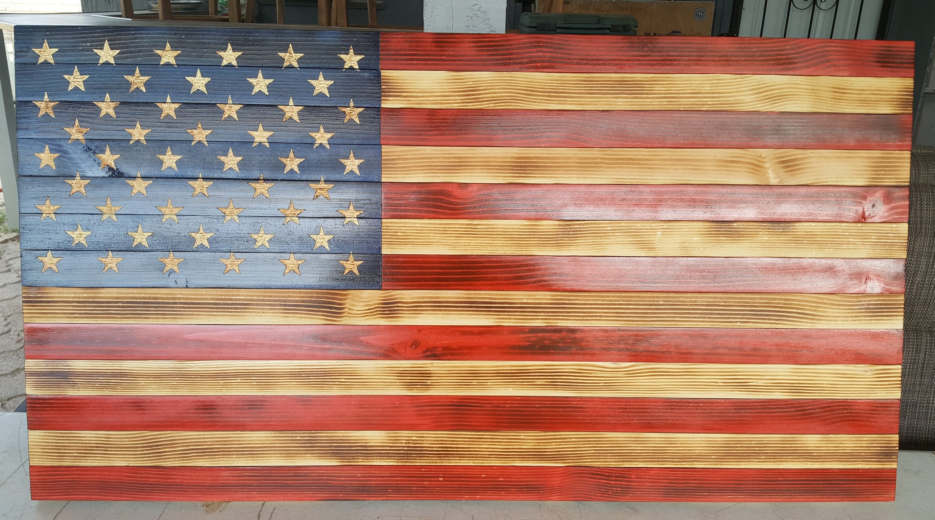 Wood Burned American Flag Etsy