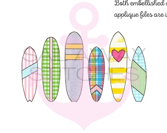 Applique de planche de surf au point haricot (orné et uni) Broderie au point de croquis
