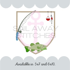 Bass Fishing Frame Machine Embroidery Little Boy