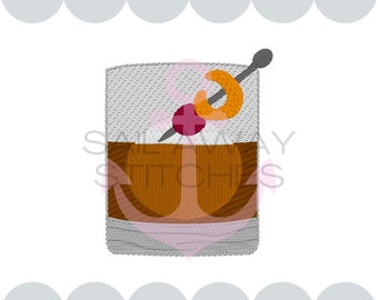 Bourbon Whiskey Rye Old Fashioned Cocktail Napkins Machine Embroidery