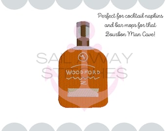 Bourbon Whiskey Rye Bottle Cocktail Napkin Machine Embroidery File