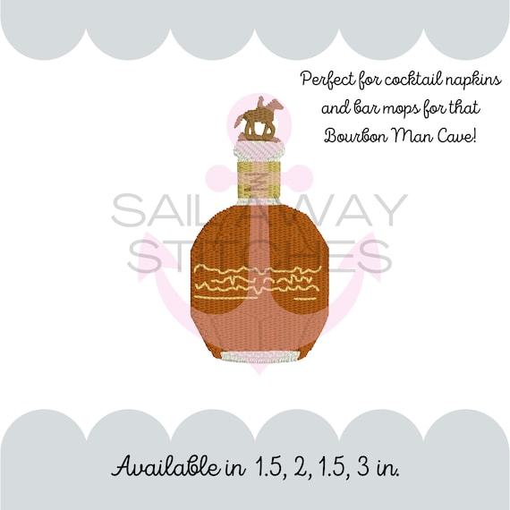 Bourbon Whiskey Rye Bottle Cocktail Napkin Machine Embroidery File