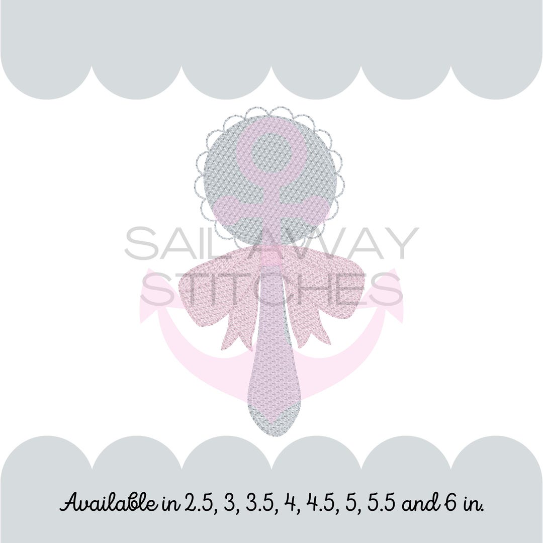 Baby Rattle With Bow Sketch Stitch Monogram Machine Embroidery - Etsy