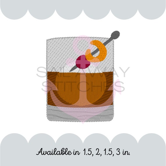 Bourbon Whiskey Rye Old Fashioned Cocktail Napkins Machine Embroidery