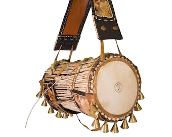 Authentic Nigerian Traditional Talking Drum Iya-Ilu GanGan (Large Mother Drum) with Bells 33x33x45cm 4kg with Wooden Beater included Free