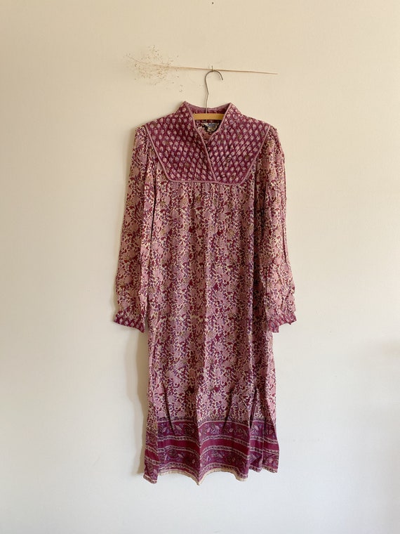 Vintage 1970s Adini Indian Cotton Dress Small