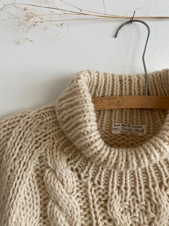 Vintage Hand Knit Wool Sweater - image 4