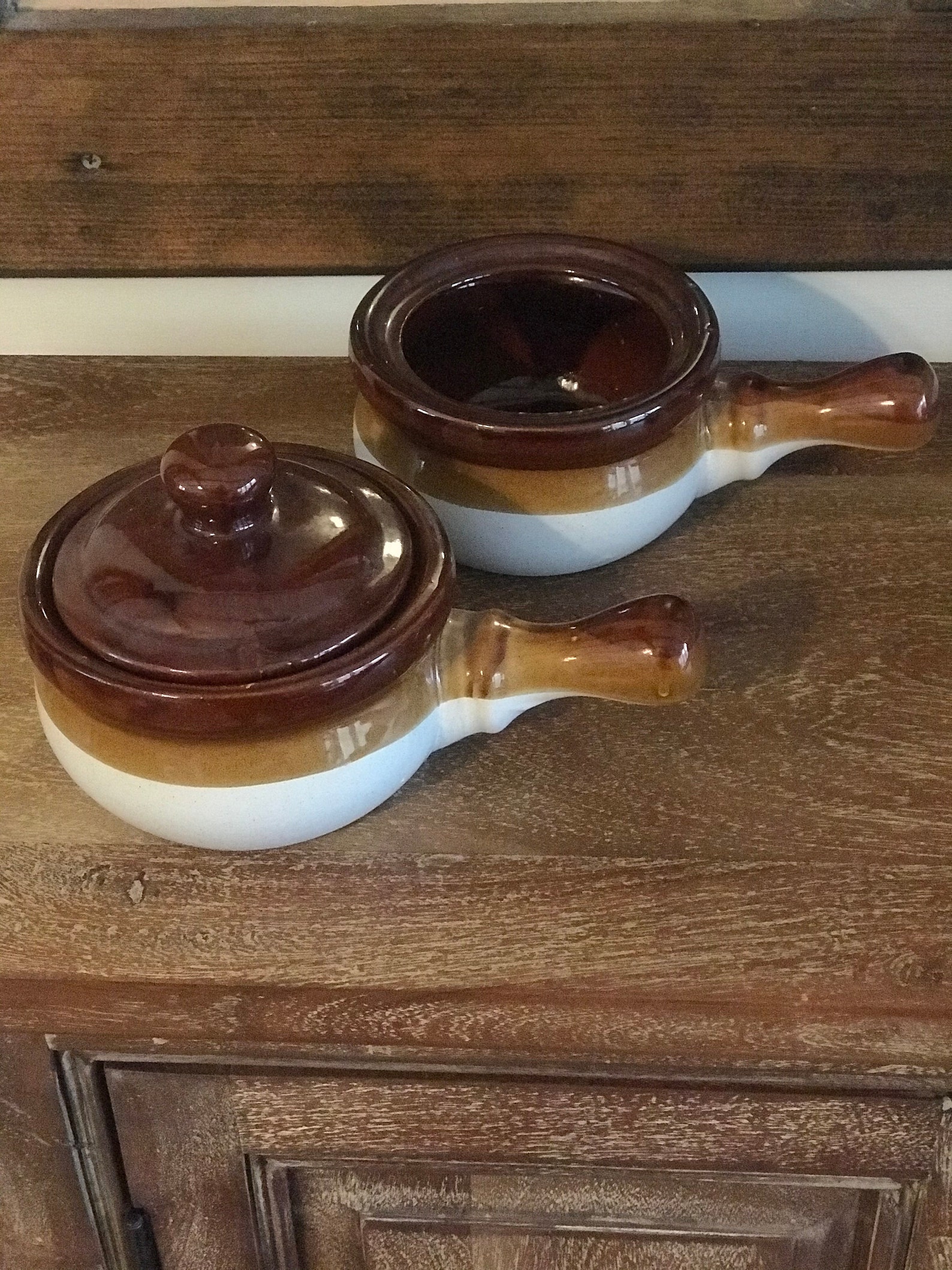 Retro Stoneware Soup Bowls with handle Set of 2 Etsy