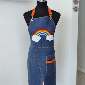 Rainbow Split Leg Art Apron, Personalized Name Embroidered Double Layer  Pottery Apron, Craft Clay Florist Work Artist Ceramic Teacher Gown