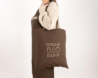 Custom Name Pottery Tote Bag, Vintage Personalized Ceramics Lover