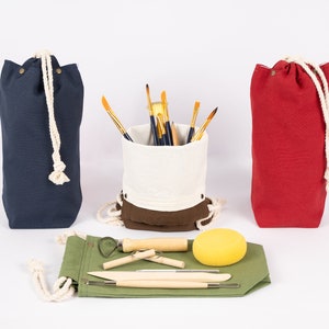 Borsa per attrezzi artistici, custodia in tessuto a doppio strato con coulisse, piccola borsa portaoggetti, regalo per insegnanti di tatuaggi e vasai