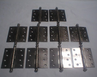 Antique Stanley Sweetheart Ball Tipped 4" Chrome Hinge Pair