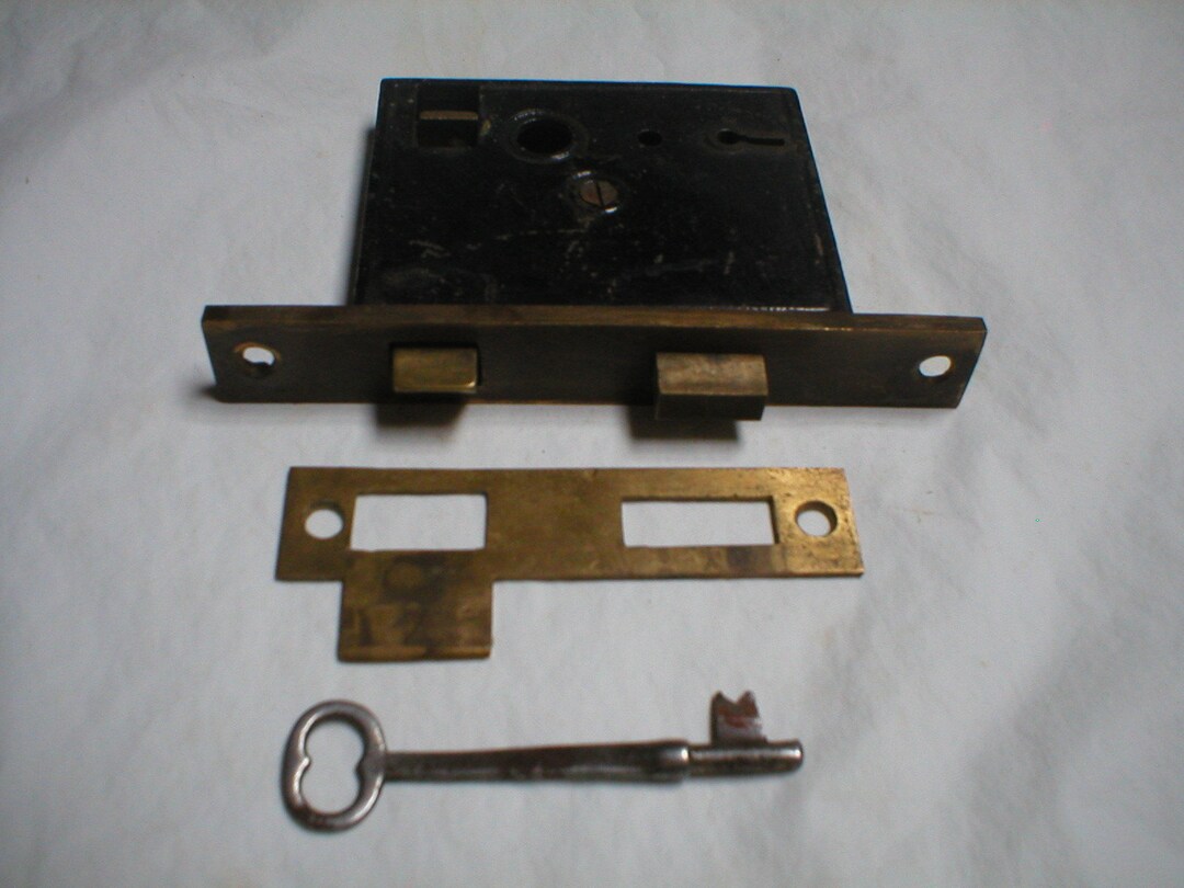Antique Thumb Latch Mortise Lock With Striker Plate and Key Etsy
