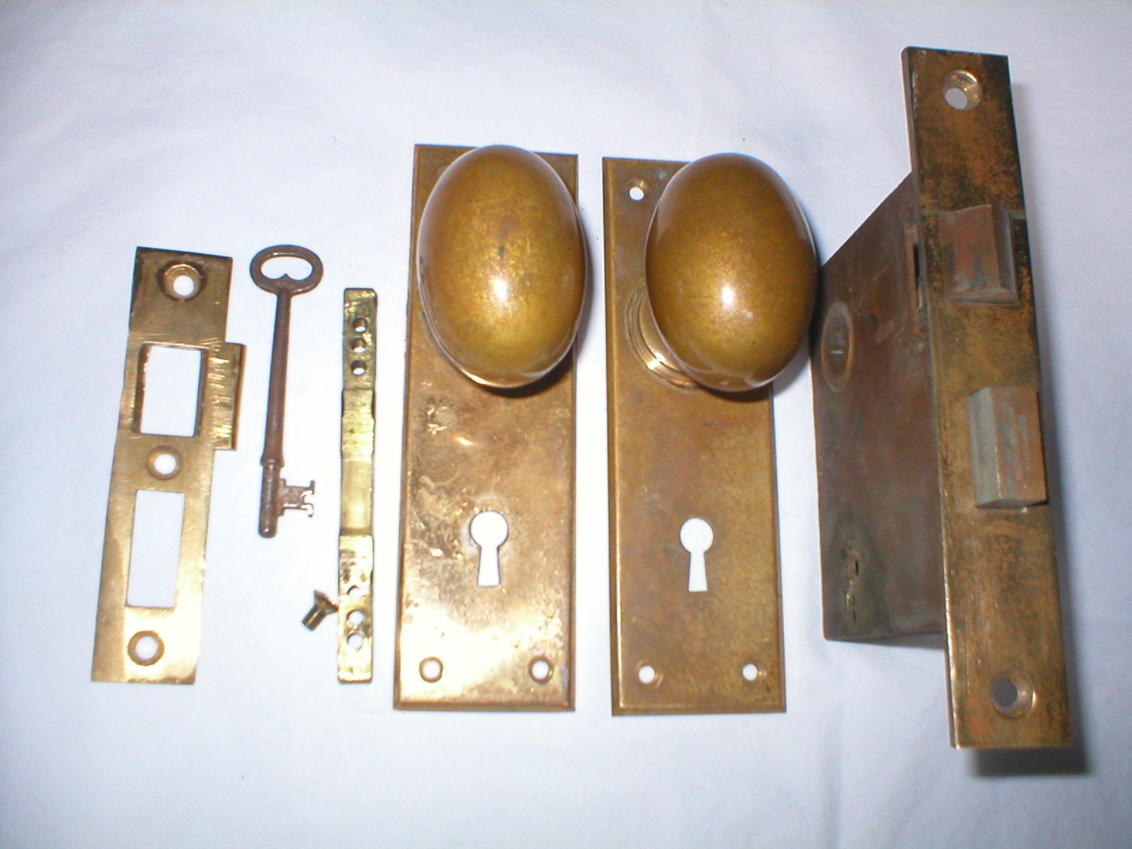 Antique High Quality Solid Brass Door Hardware with Oval Knobs Etsy