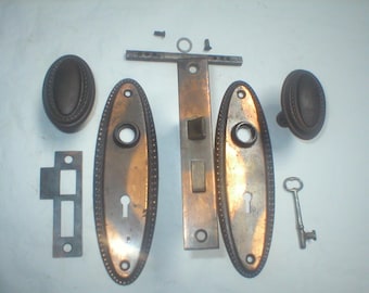 Antique Victorian Era Japanned Door Hardware