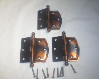 Antique Japanned Ball Tipped 3 1/2" Hinges