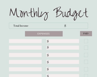 Simple Monthly Budget Template Printable Monthly Income and Expenses ...