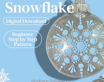 Snowflake Mandala Dot Art Pattern | Beginner Ornament Template (Digital PDF)