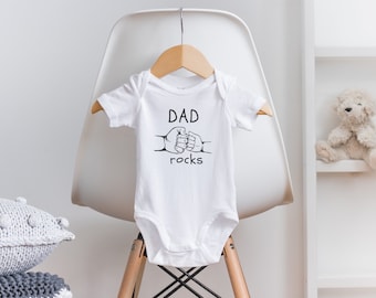 Dad Rocks Baby Onesies, Baby Gift for Dad, Baby Shower Gift, Onesies for Babies, Funny Onesies for Baby, Custom Baby Onesies