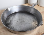 Griswold 9 Cast Iron Skillet (11.25 quot ), Chrome Plated, Large Block Logo LBL 710, 1930-1939