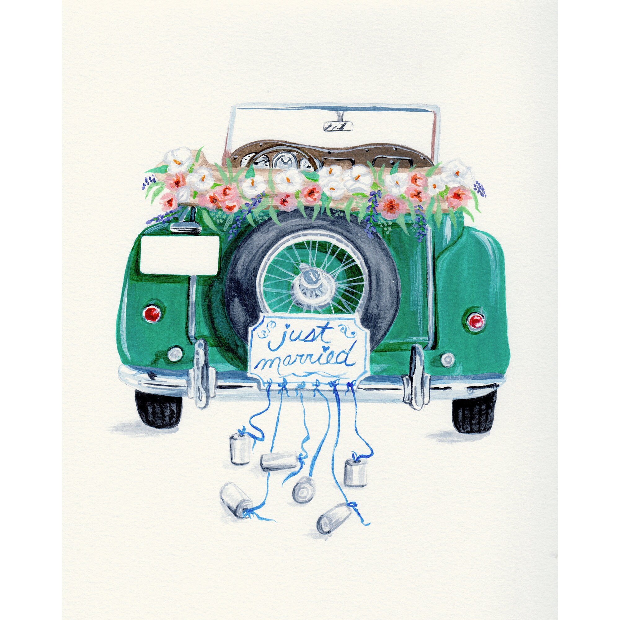 Just Married Vintage Car Fine Art Print Etsy