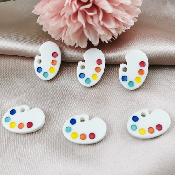 10pcs Paint Palette Charm Tiny Palette Charms Resin Paint Palette Pendentifs DIY KeyChain Earring collier Jewelry Findings Craft Supplies,H39